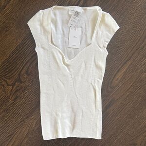 Aritzia Cream Ribbed Bodysuit
